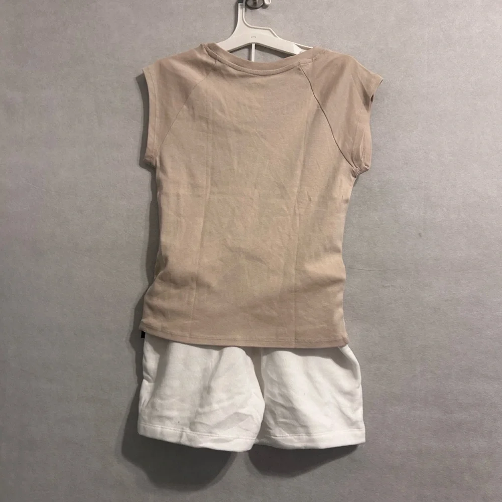 Nashville print Text girls Tan Shirt white fold sweat shorts SZ XXL art class - Picture 2 of 7